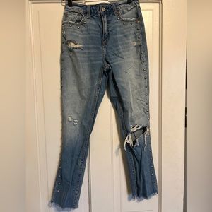 Abercrombie & Fitch Annie High Rise Girlfriend Jeans Studded Straight Sz 24